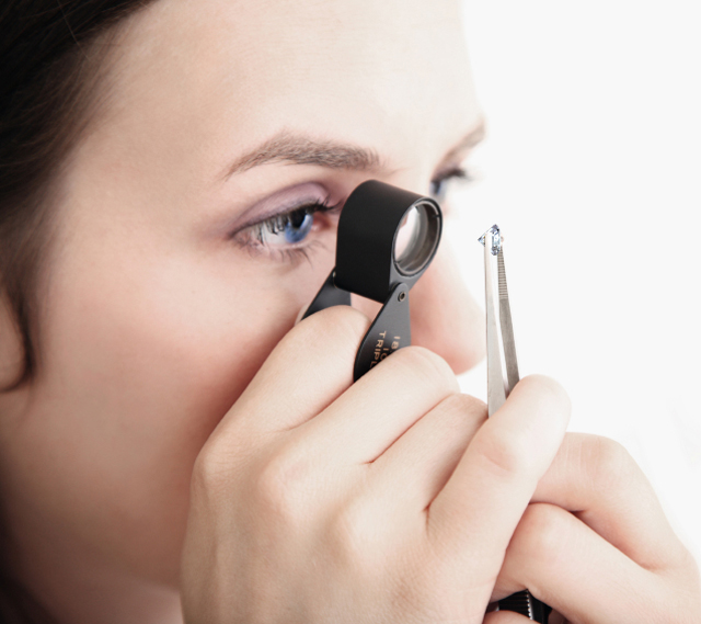 The correct way to hold a jewelers 10x loupe